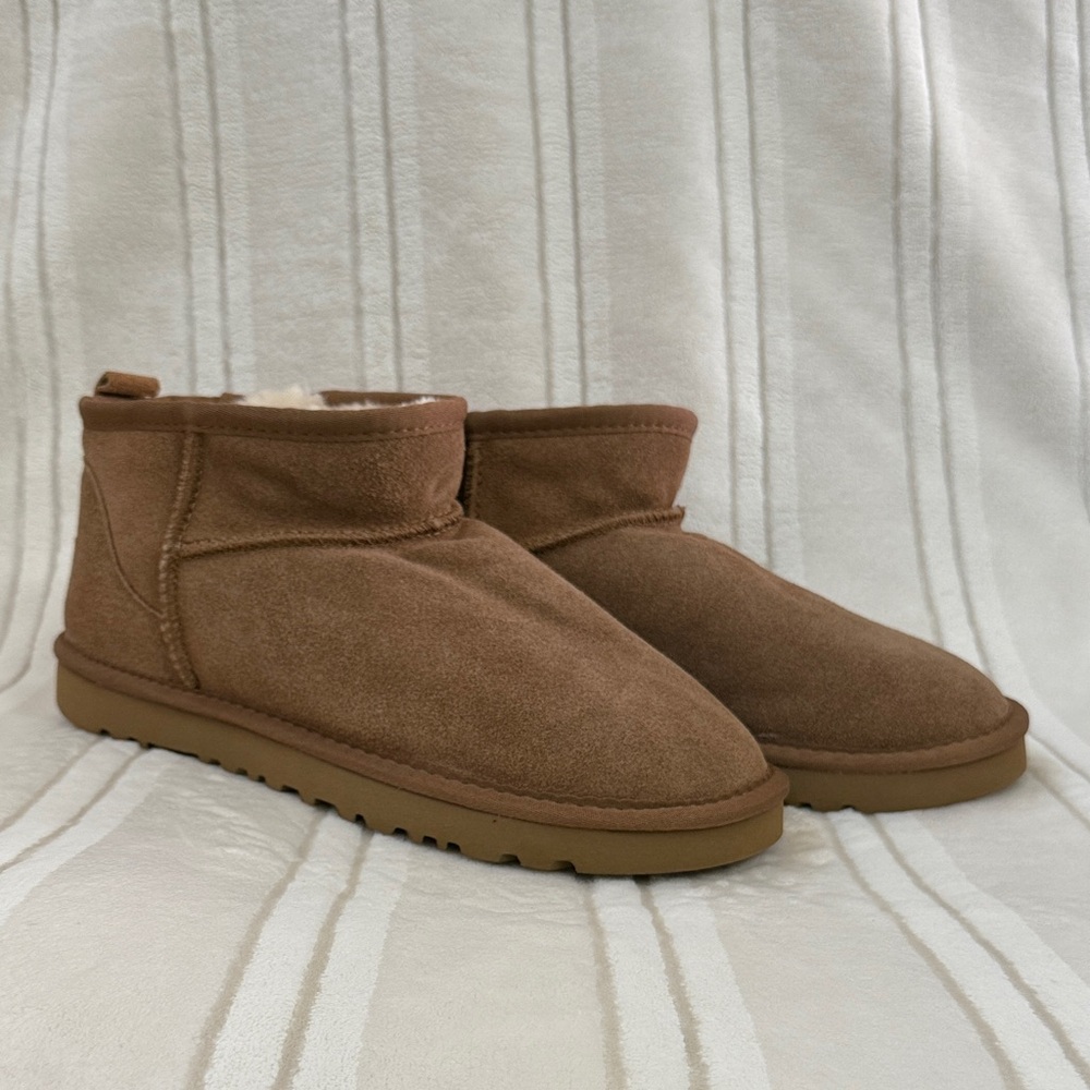 UGG Classic Ultra Mini Chestnut Tan Suede Ankle Boots